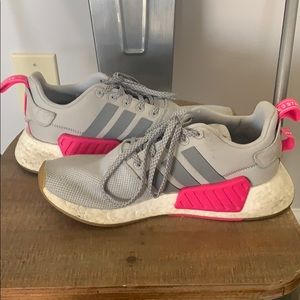 Adidas pink and grey tennis shoes
